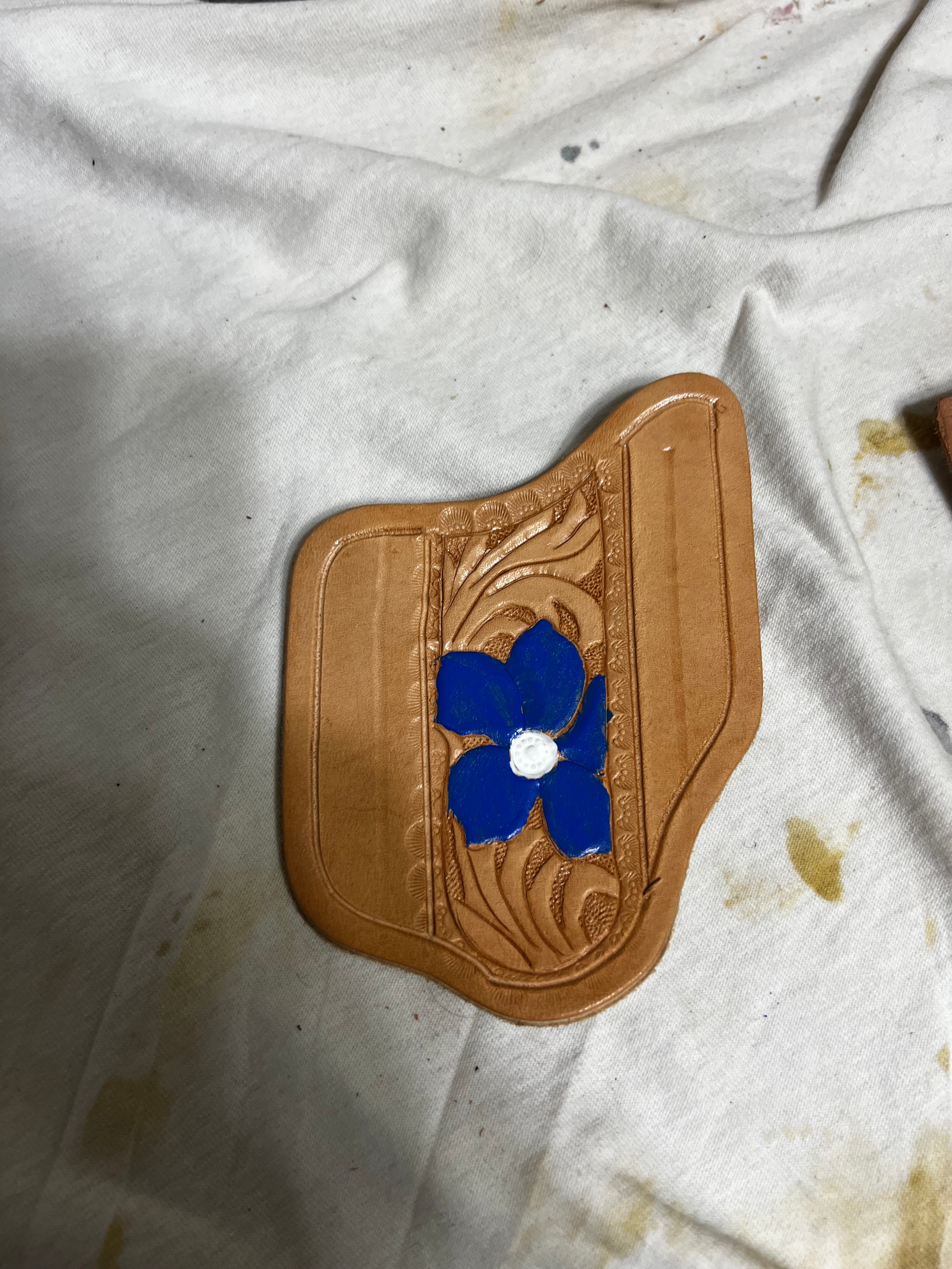 Floral color pancake knife sheath