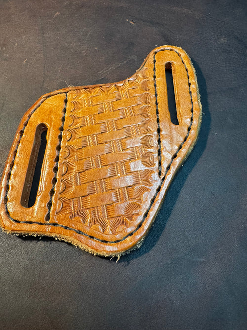 Basket weave pancake knife sheath